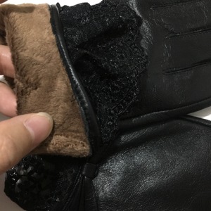 Moda invernale abito caldo pelle di capra elegante donna <span class=keywords><strong>guanti</strong></span> in pelle <span class=keywords><strong>con</strong></span> pizzo - Product Image 6