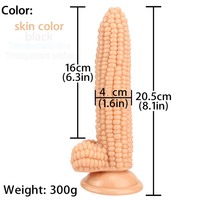 Dildo en forme d'épi de maïs avec œufs - Plug anal réaliste en forme de légume |   Jouet sexuel en silicone transparent avec base à forte aspiration, étanche IPX7, 20,5 cm