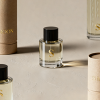 Flacon de parfum cylindrique en verre de luxe 30 ml 50 ml 100 ml, base épaisse avec bouchon noir, emballage écologique, flacon de parfum vide
