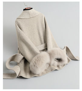 PUDI Fashion 2024 nuevo abrigo de Cachemira de doble cara para mujer capa de piel de zorro chaqueta de Tweed de lana completa CT460 - Product Image 4