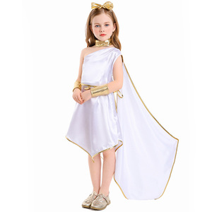 Disfraz de Diosa Griega para Niñas, Vestido Blanco de un Solo Hombro con Capa, Cosplay de Halloween - Product Image 3