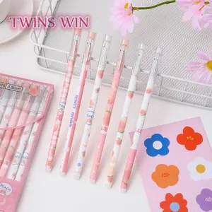 Creative little fresh peach straight stick neutral pen students high appearance level erasable signature pen Office stationery w