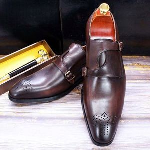 รองเท้าหนังสีดำแบบทางการสำหรับผู้ชาย รองเท้าลำลองผู้ชายแบบผูกเชือกสไตล์มอนก์ รองเท้าแฟชั่นสำหรับงานปาร์ตี้ - Product Image 5