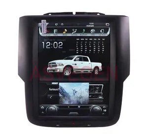 Tesla Monitor Navigasi Mobil 10.4 Inci Layar Vertikal, Radio Dasbor Pemutar Video Mobil dengan GPS untuk Dodge Ram 2011-2020