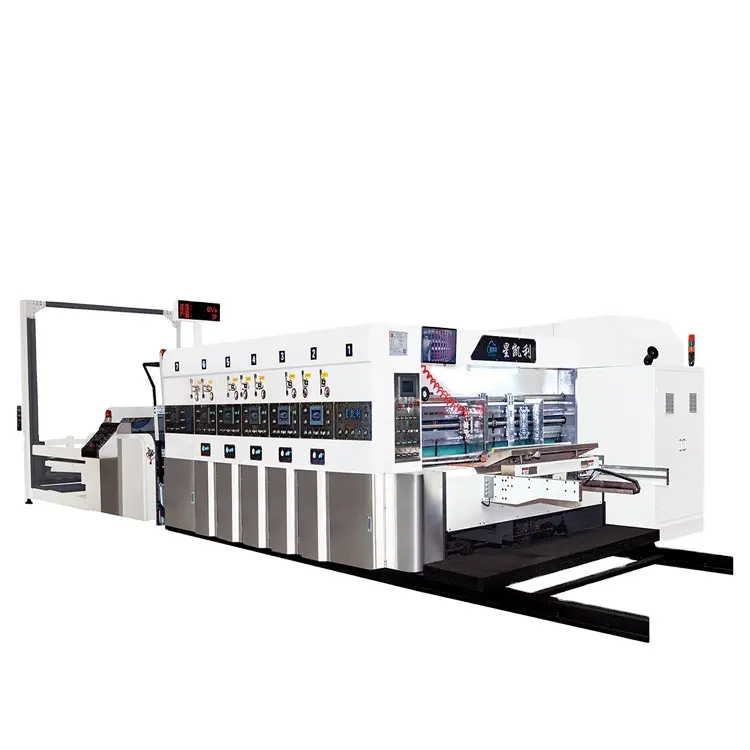 4 colors corrugated cardboard carton box printing slotting die cutting production line machine for sale