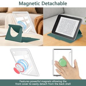 Casing Kobo Kulit PU Berputar untuk Kobo Clara Colour Libra Colour, Penutup Magnetik yang Dapat Dilepas, Kulit Belakang Transparan, Desain Kustom - Product Image 4