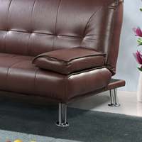 Marrón/Negro Cómodo 3 Plazas Clic Clac Sofá Cama Convertible Negro PU Cuero Muebles para el hogar Futón para el alojamiento de invitados
