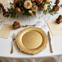 Lot de 50 Assiettes de Présentation Dorées Mat Élégantes et Durables en PP de 13 Pouces, Réutilisables pour Mariages, Hôtels et Décoration de Table de Banquet