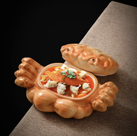 Bol en porcelaine de Chine en forme de crabe, tendance 2025, classique, non toxique, vaisselle de table pour fruits de mer, inspiré des animaux marins, décoration côtière