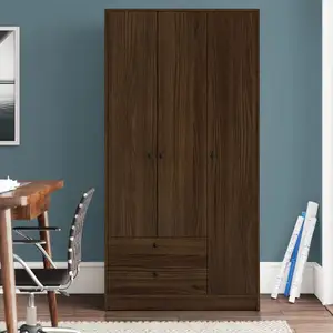 خزانة خشبية بيضاء بسيطة بثلاثة أبواب ودرجين خزانة عصرية التصميم قابلة للتمديد لغرفة النوم أثاث لتخزين الملابس