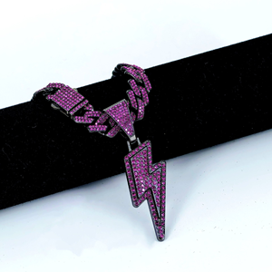 Stile Hip-hop viola fulmine diamante Guba ciondolo a catena per gli uomini europeo americano popolare placcato in oro lega regalo per bambini - Product Image 2