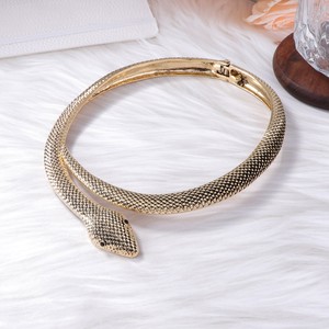 2025 nuovo arrivo Vintage in lega retrò a forma di <span class=keywords><strong>serpente</strong></span> con colletto incernierato colletto a molla in metallo collare in oro antico - Product Image 4