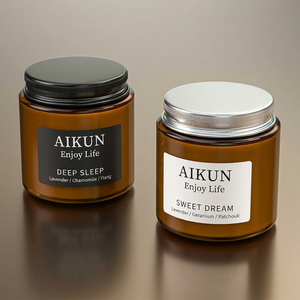 AIKUN Venta al por Mayor de Velas Ecológicas Personalizadas con Etiqueta, Cera de Soya Natural, Botella de Vidrio Marrón, Juego de Velas para Spa y Aromaterapia - Product Image 3