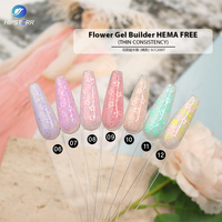 Gel de construction pour ongles Hema & TPO Free Flowers, avec paillettes naturelles et brillantes, gel UV à retirer par trempage pour extension d'ongles
