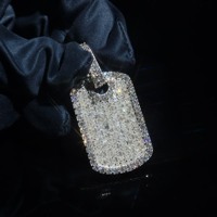 Pendentif personnalisé en moissanite, entièrement serti de baguettes et de pierres rondes VVS, en argent sterling 925, collier hip-hop bling bling unisexe