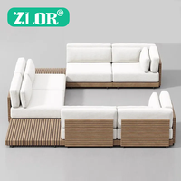 Ensemble de canapés d'extérieur en teck de luxe, design moderne, résistant à la rouille et à l'eau, mobilier de jardin pour villa, salon, cour