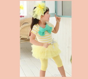 <strong>Wholesale</strong> Kids Girls T-shirts and Pantskirt <strong>Taobao</strong> Children Clothes Set - Product Image 5