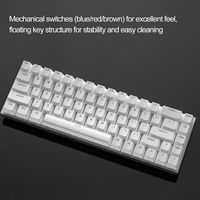 Clavier mécanique portable pour ordinateur portable avec rétroéclairage LED, fil USB, personnalisable, blanc, en stock
