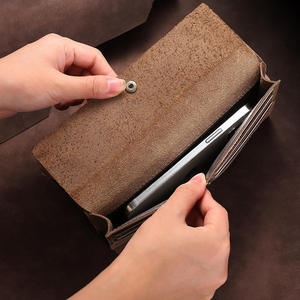 Portefeuille long en cuir Crazy Horse vintage AndoBag pour homme, pochette pour téléphone en cuir de vache véritable, sac à main simple 229 - Product Image 5