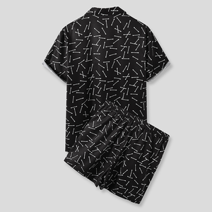 カスタム夏男性ハワイアンスタイル印刷半袖ナイロンボタンシャツビーチショーツセット男性用 - Product Image 6