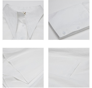 Camicetta da <span class=keywords><strong>donna</strong></span> Qweek, asimmetrica, stile Harajuku giapponese coreano, bianca e nera, ampia, con bottoni, <span class=keywords><strong>top</strong></span> casual estivo alla moda - Product Image 6