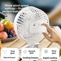 Ventilateur à pince multifonctionnel 3 vitesses avec veilleuse, moteur sans balais, pour bureau, mural, à circulation d'air, rechargeable par USB, portable et à main