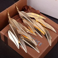Statement Ohrringe Indian Vintage Bunte Trendy Feather Willow Leaf Lange Barock Ohrring Zubehör für Frauen
