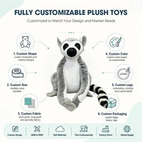 Peluche Lémur Personnalisée Douce et Réaliste avec Queue Rayée, Jouet en Peluche Lémur, Poupée Animal Sauvage, Décoration Maison, Cadeau pour Enfants
