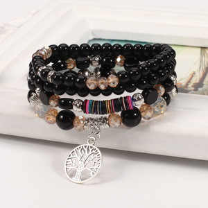 Fashion Beaded <b>Bracelets</b> <b>Set</b> Tree Charm Crystal Rhinestone Unisex Gift Made In China - Product Image 4