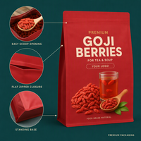 Sachets de baies de Goji séchées personnalisés, imprimés, de qualité alimentaire, refermables, pour l'emballage de Goji, pour le thé santé et les soupes, vente en gros