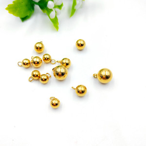 Precio al por mayor: Abalorios de bola redondos de acero inoxidable, accesorios de joyería, abalorios colgantes de bola, abalorios de bola con extremos de oro de 18K - Product Image 3