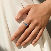 Bagues pour femmes en argent sterling S925 plaqué rhodium, luxueuses, scintillantes, bleu marine, moissanite taille brillant, sertie halo à griffes, certifiées CMA