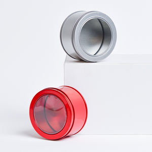 Contenedor de almacenamiento de latas redondas con impresión de logotipo personalizado, latas con tapa de ventana transparente de bajo <span class=keywords><strong>precio</strong></span> para pasteles, dulces y dulces - Product Image 3