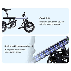 英国仓库低价出售 48V 250W 14 英寸折叠式迷你电动城市自行车，带集成电池和盘式刹车，适合成人 - Product Image 6
