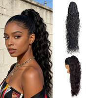 Perruque queue de cheval à pince tendance |   Extensions de cheveux synthétiques bouclés crépus couleur unie 26 pouces, promotion spéciale Afrique