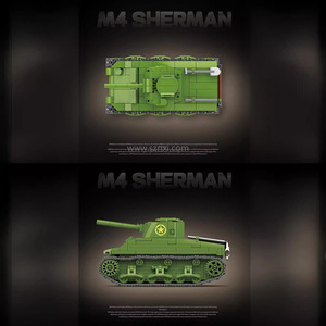 Quanguan 100272 la série de chars M4 de la Seconde Guerre mondiale Briques CAZ Soldats Soviétiques 75Tank Jouet de voiture pour garçons Ensembles de blocs de construction - Product Image 3