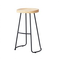 Tabouret de bar moderne en métal et bois, avec structure et pieds en fer, chaise haute sans dossier pour bar à domicile ou usage commercial – Prix usine