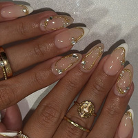 Uñas Postizas Personalizadas OEM de 24 Piezas con Efecto Ojo de Gato, Forma de Almendra, Uñas Artificiales Reutilizables