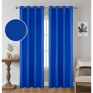 Commercio all'ingrosso blu poliestere tende 140x228cm con 8 occhielli 46 set Per scatola mantovane - Product Image 1