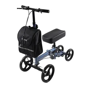 Chinese Best Supplier Folding Knee Scooter 4 Wheels Steel Frame Knee Walker And Mobility Scooter For Broken Leg