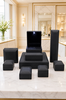 Boîte à bijoux LED de luxe avec éclairage, vente en gros en petites quantités, étui d'emballage noir pour bague en diamant