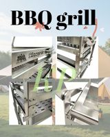 Système de barbecue rotatif BlazeFor, fourgonnettes en acier inoxydable 304 de 40x80cm et pinces offertes pour les fêtes en plein air