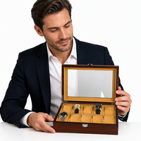 Kotak Kemasan Jam Tangan Kayu Buatan Tangan dengan Logo Terukir Laser untuk Perhiasan Jam Tangan dan Hadiah Premium