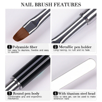 Pinceau d'extension de gel double face 2 en 1 Designs Poly gel Brushes UV Gel Nail Tool Stainless Spatule