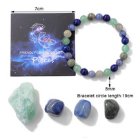 Pulsera de Amuletos del Zodíaco Vintage al por Mayor, 12 Signos, Piedras de Nacimiento, Amuletos de la Suerte, Joyería Unisex con Cordón Elástico