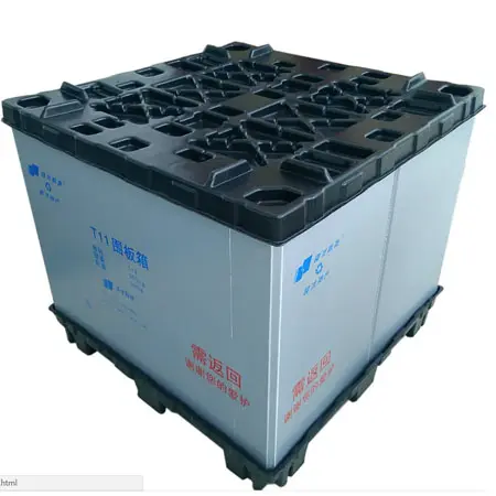 Zware Industrie Gebruik Plastic Pallet Dozen Plastic Opvouwbare Bins Inklapbare Bulk Container Met Deksel