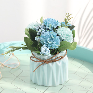 Plantes artificielles en pot d'hortensias en gros, fleurs artificielles pour salon, verdure, bouquets, bonsaïs, décoration de bureau - Product Image 3