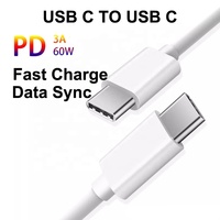 Câble de données USB-C vers USB-C universel à charge rapide 60W, 1m, emballage en boîte de vente au détail pour iPhone 15 16 17 18 Pro Max Mobile