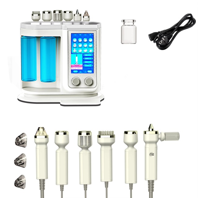 Facial Machine 7 in 1 Hydra Dermabrasion Oxygen Jet Stainless Steel Portable Salon Beauty Equipment with Ice Hammer Exfoliation