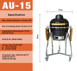 Barbecue AUPLEX 16 pouces, rôtissoire japonaise, <span class=keywords><strong>four</strong></span> en céramique, barbecue au charbon de bois, <span class=keywords><strong>Kamado</strong></span>, pour extérieur et jardin - Product Image 4